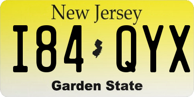 NJ license plate I84QYX