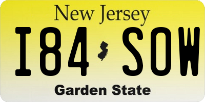 NJ license plate I84SOW