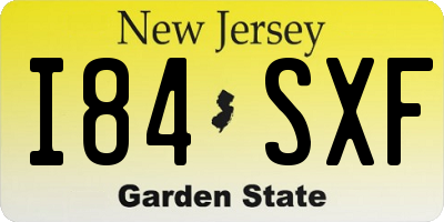 NJ license plate I84SXF