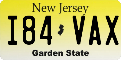 NJ license plate I84VAX