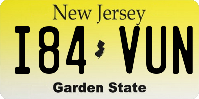 NJ license plate I84VUN
