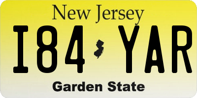NJ license plate I84YAR