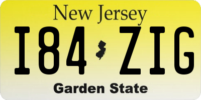 NJ license plate I84ZIG