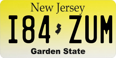 NJ license plate I84ZUM