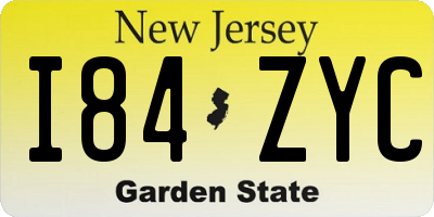NJ license plate I84ZYC