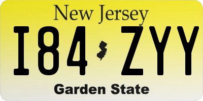 NJ license plate I84ZYY