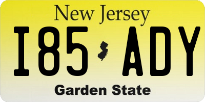 NJ license plate I85ADY