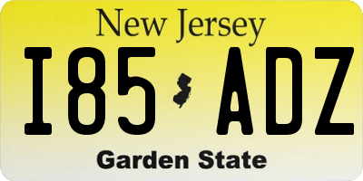 NJ license plate I85ADZ