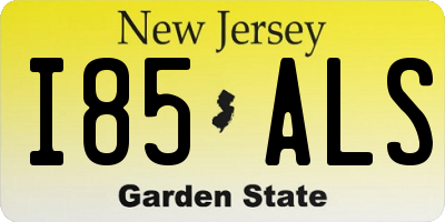 NJ license plate I85ALS