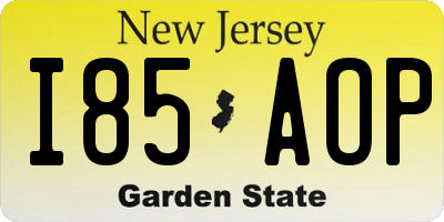 NJ license plate I85AOP