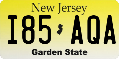 NJ license plate I85AQA