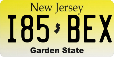 NJ license plate I85BEX