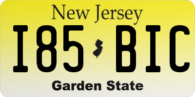 NJ license plate I85BIC