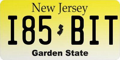 NJ license plate I85BIT
