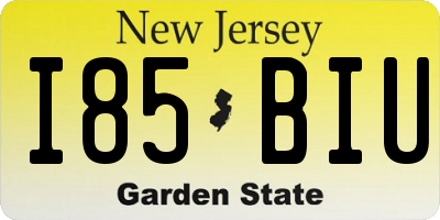 NJ license plate I85BIU