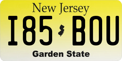 NJ license plate I85BOU