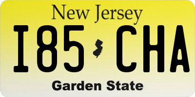 NJ license plate I85CHA