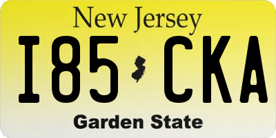 NJ license plate I85CKA
