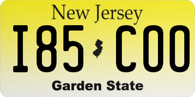 NJ license plate I85COO