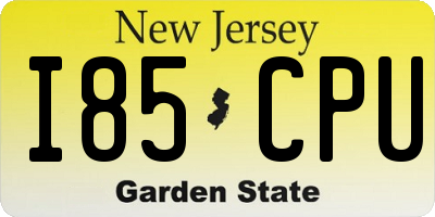 NJ license plate I85CPU