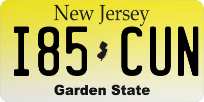 NJ license plate I85CUN