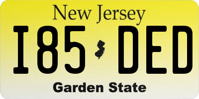 NJ license plate I85DED