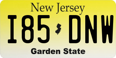 NJ license plate I85DNW
