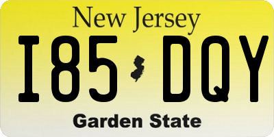 NJ license plate I85DQY