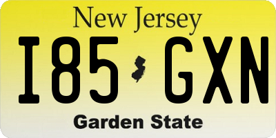 NJ license plate I85GXN