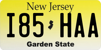 NJ license plate I85HAA