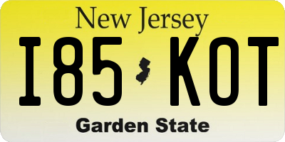 NJ license plate I85KOT
