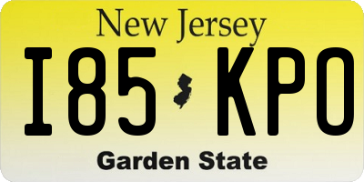NJ license plate I85KPO