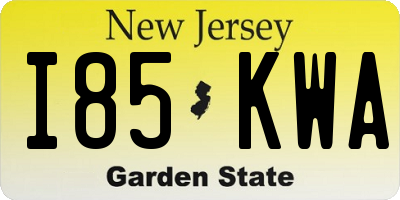 NJ license plate I85KWA