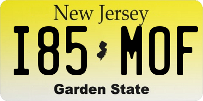NJ license plate I85MOF