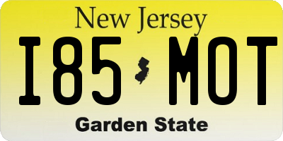NJ license plate I85MOT
