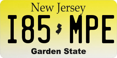 NJ license plate I85MPE