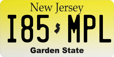 NJ license plate I85MPL