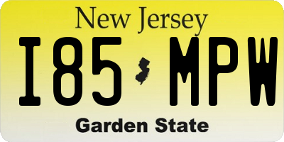 NJ license plate I85MPW