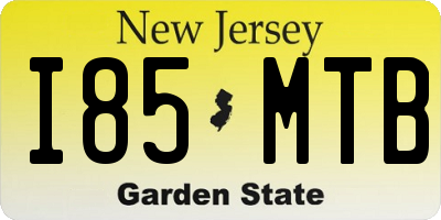 NJ license plate I85MTB