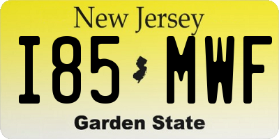 NJ license plate I85MWF