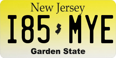 NJ license plate I85MYE