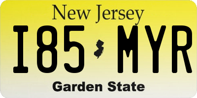 NJ license plate I85MYR