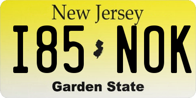 NJ license plate I85NOK