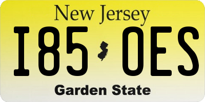 NJ license plate I85OES