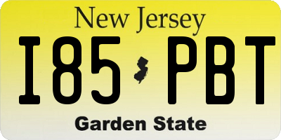 NJ license plate I85PBT