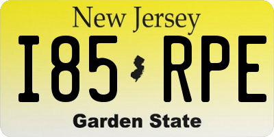 NJ license plate I85RPE