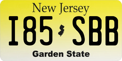 NJ license plate I85SBB