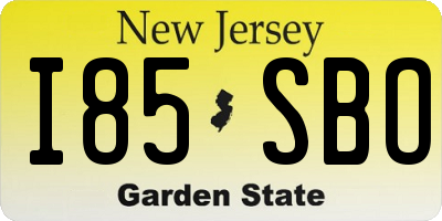 NJ license plate I85SBO