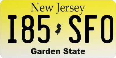 NJ license plate I85SFO
