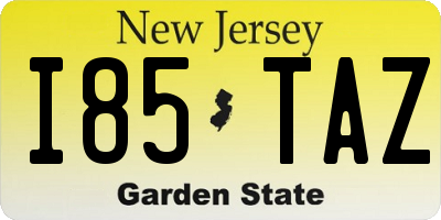 NJ license plate I85TAZ